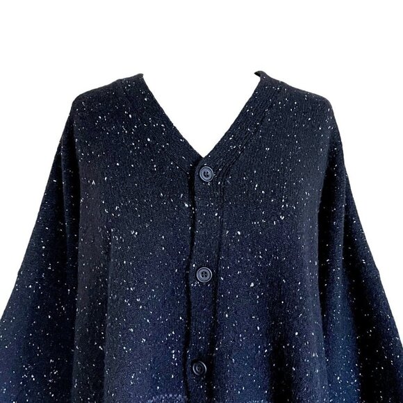 Eskandar Womens Black Tweed Fair Isle Cardigan Sweater Wool Cashmere O/S One Sz - Picture 3 of 9